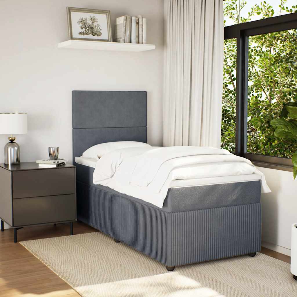 Box spring krevet s madracem tamnosivi 100x200 cm baršunasti