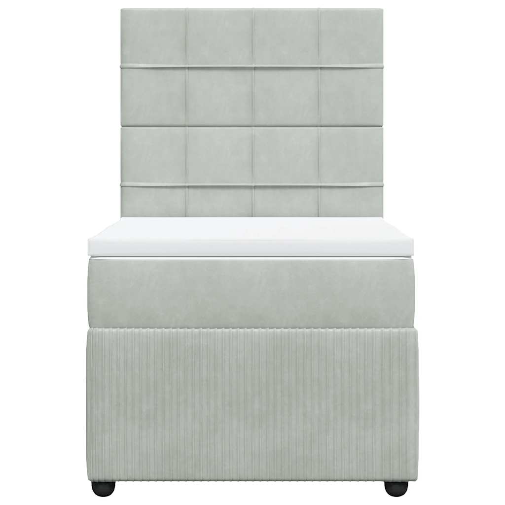 Box spring krevet s madracem svjetlosivi 100x200 cm baršunasti