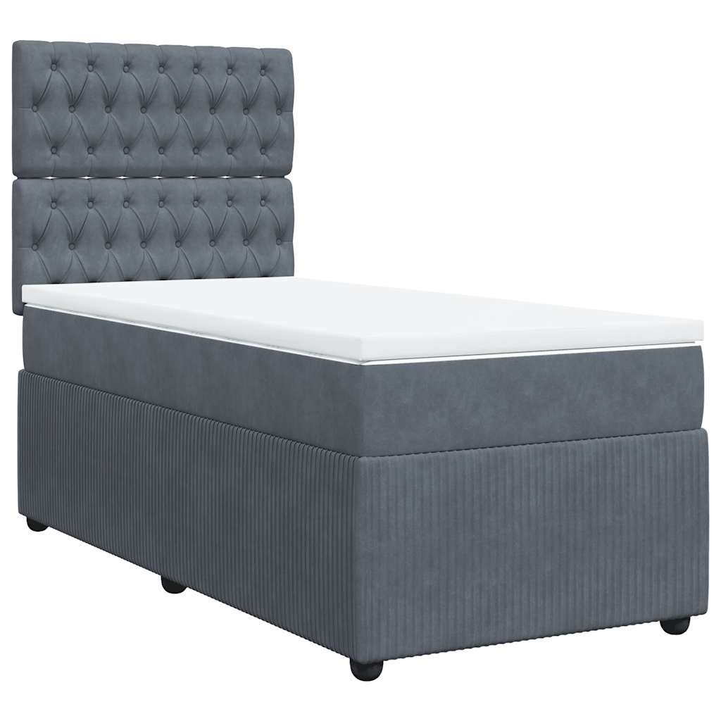 Box spring krevet s madracem tamnosivi 100x200 cm baršunasti