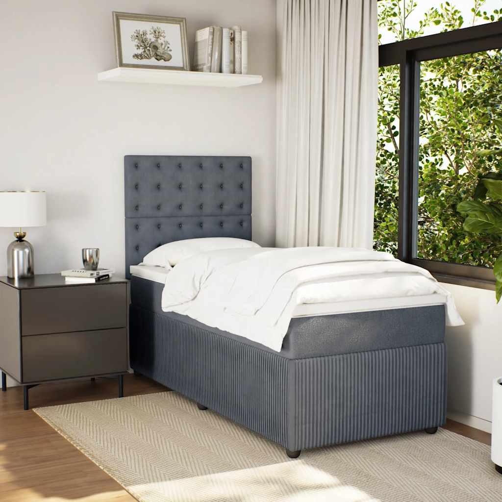 Box spring krevet s madracem tamnosivi 100x200 cm baršunasti