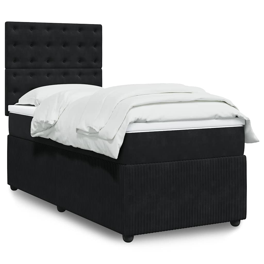 Box spring krevet s madracem crni 100x200 cm baršunasti