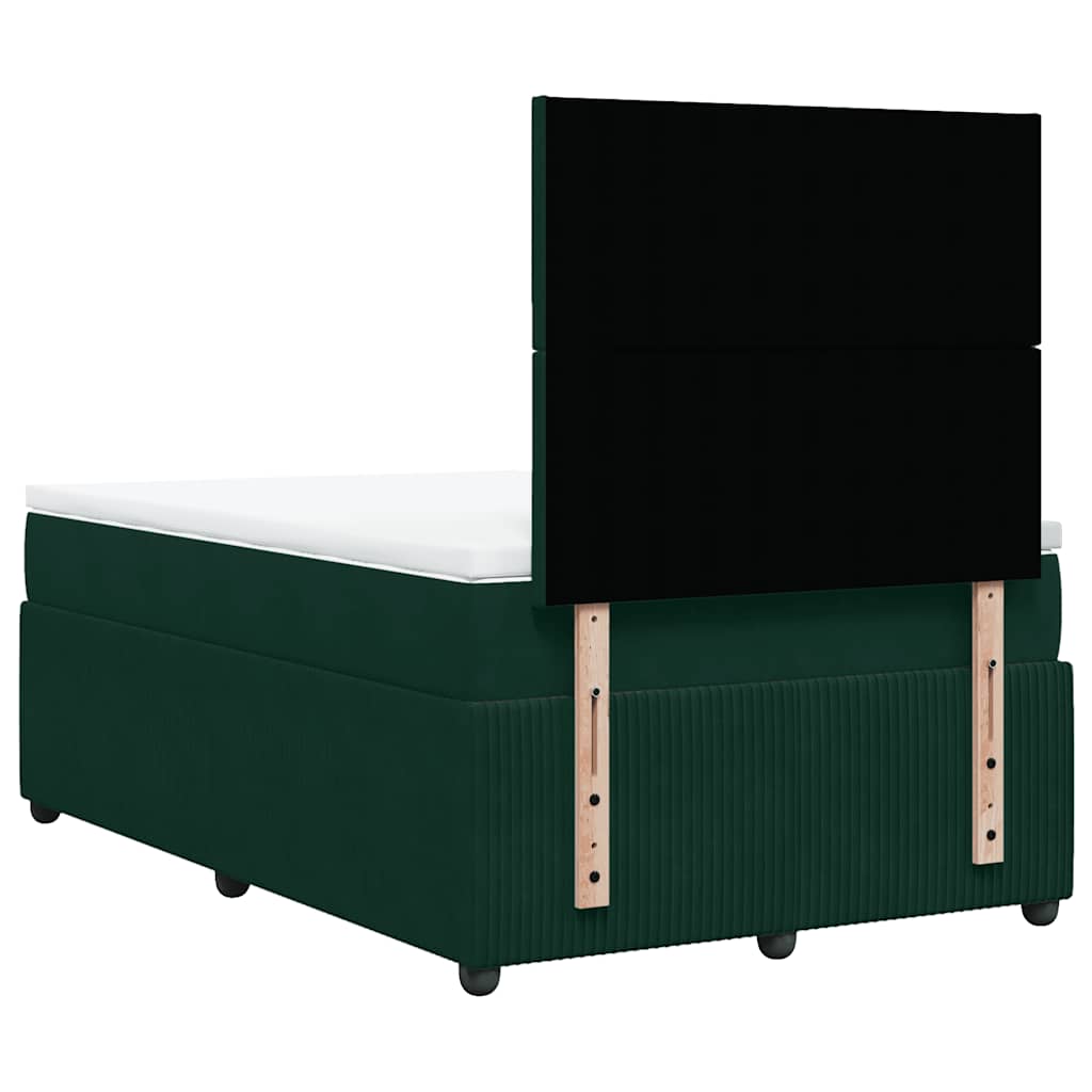 Krevet box spring s madracem tamnozeleni 120x190 cm baršunasti