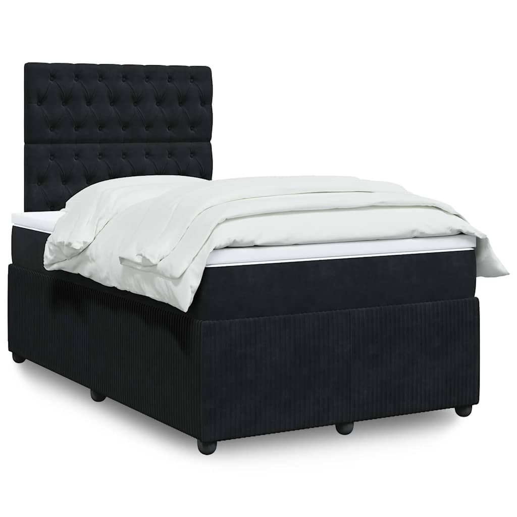 Krevet box spring s madracem crni 120 x 190 cm baršunasti