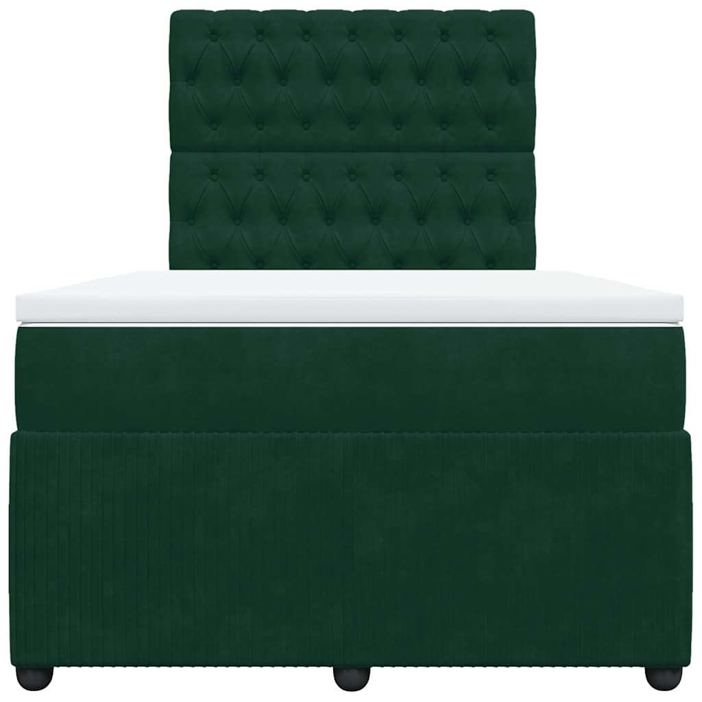 Krevet box spring s madracem tamnozeleni 120x190 cm baršunasti