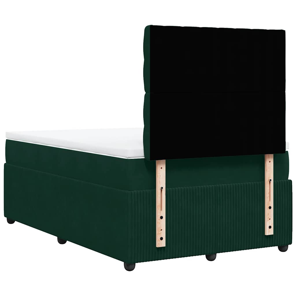 Krevet box spring s madracem tamnozeleni 120x190 cm baršunasti