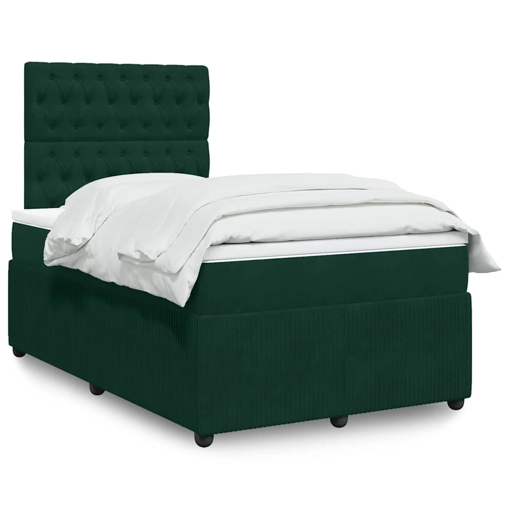 Krevet box spring s madracem tamnozeleni 120x190 cm baršunasti
