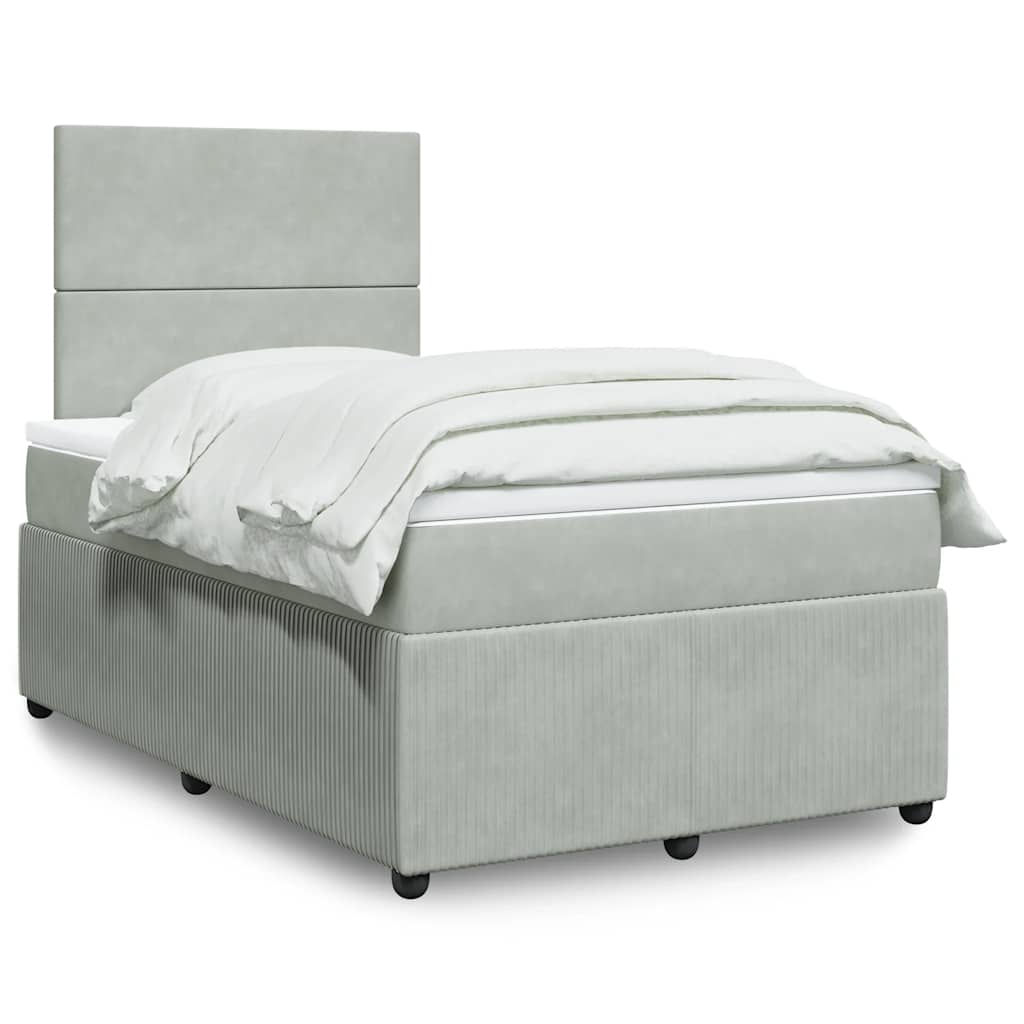 Box spring krevet s madracem svjetlosivi 120x200 cm baršunasti