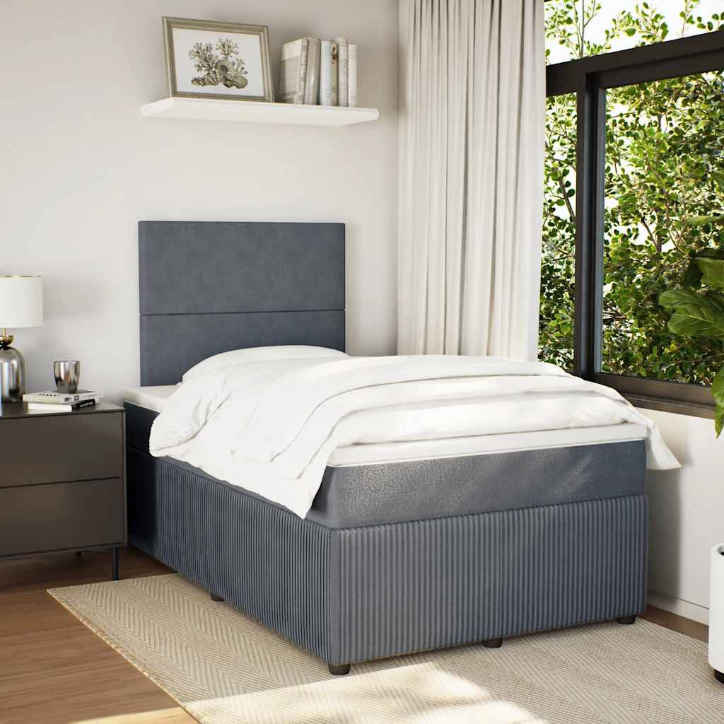 Box spring krevet s madracem tamnosivi 120 x 200 cm baršunasti