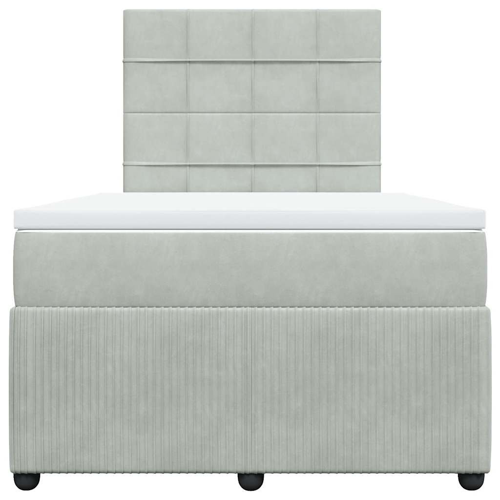 Box spring krevet s madracem svjetlosivi 120x200 cm baršunasti