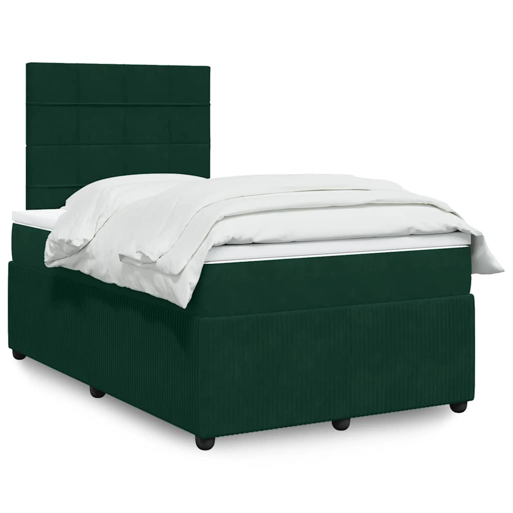 Box spring krevet s madracem tamnozeleni 120x200 cm baršunasti