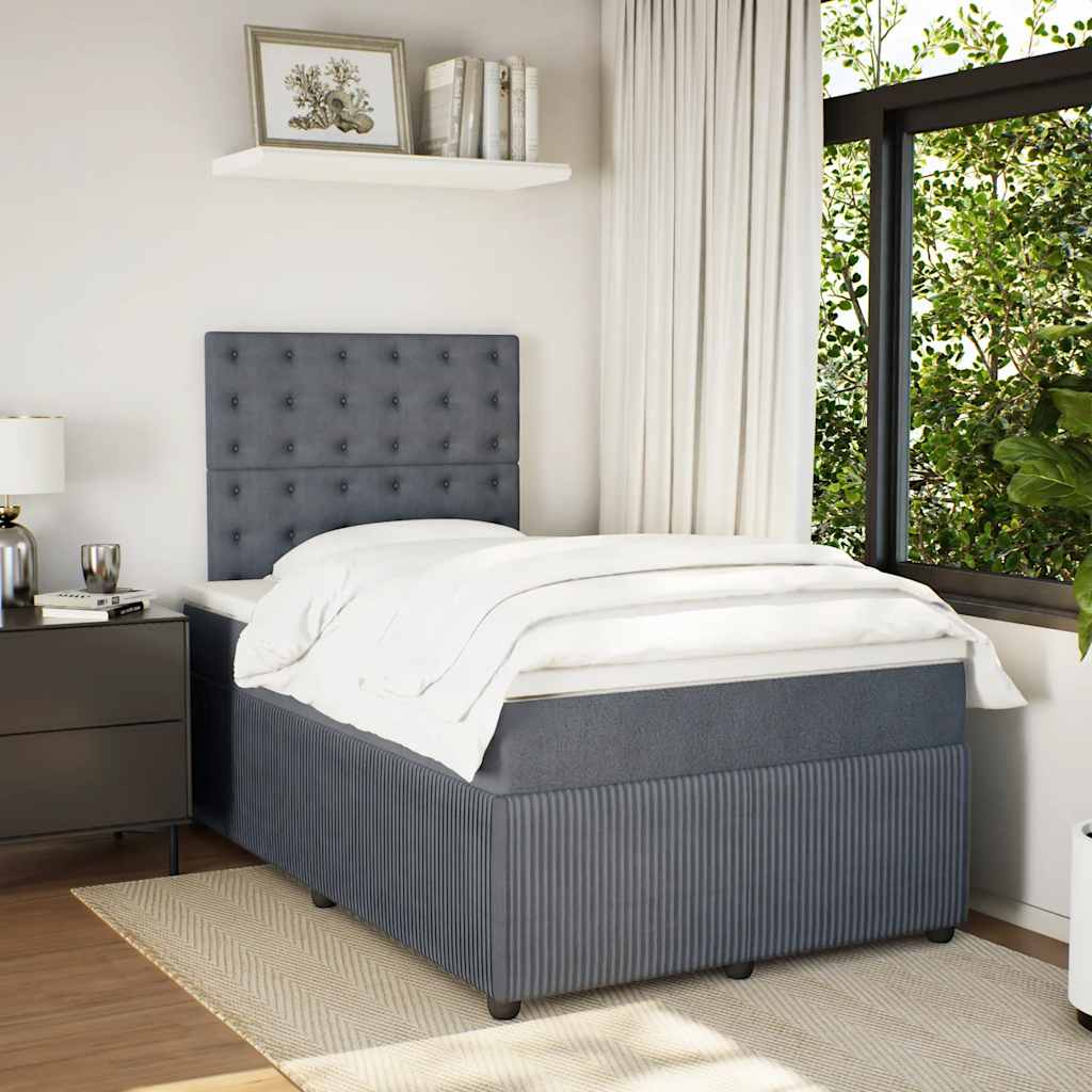 Box spring krevet s madracem tamnosivi 120 x 200 cm baršunasti