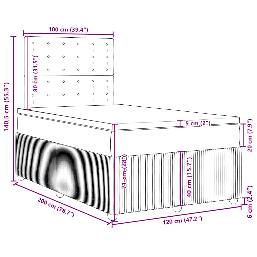 Box spring krevet s madracem crni 120 x 200 cm baršunasti