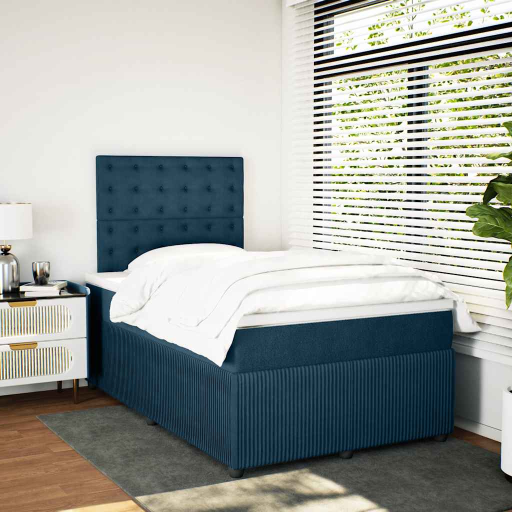 Box spring krevet s madracem tamnoplavi 120 x 200 cm baršunasti
