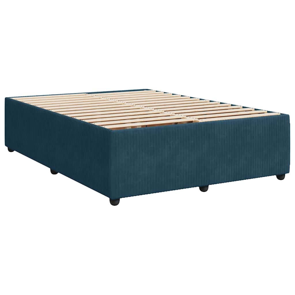Krevet s oprugama i madracem tamnoplavi 140x200 cm baršunasti
