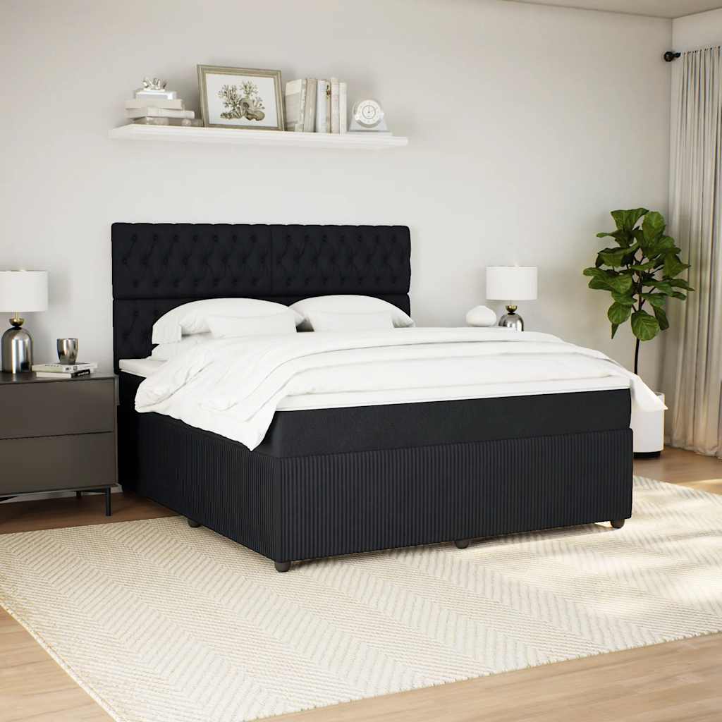 Krevet s oprugama i madracem crni 180x200 cm baršunasti