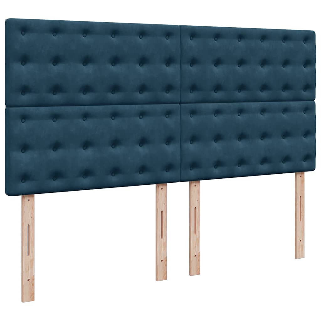 Krevet s oprugama i madracem tamnoplavi 200x200 cm baršunasti