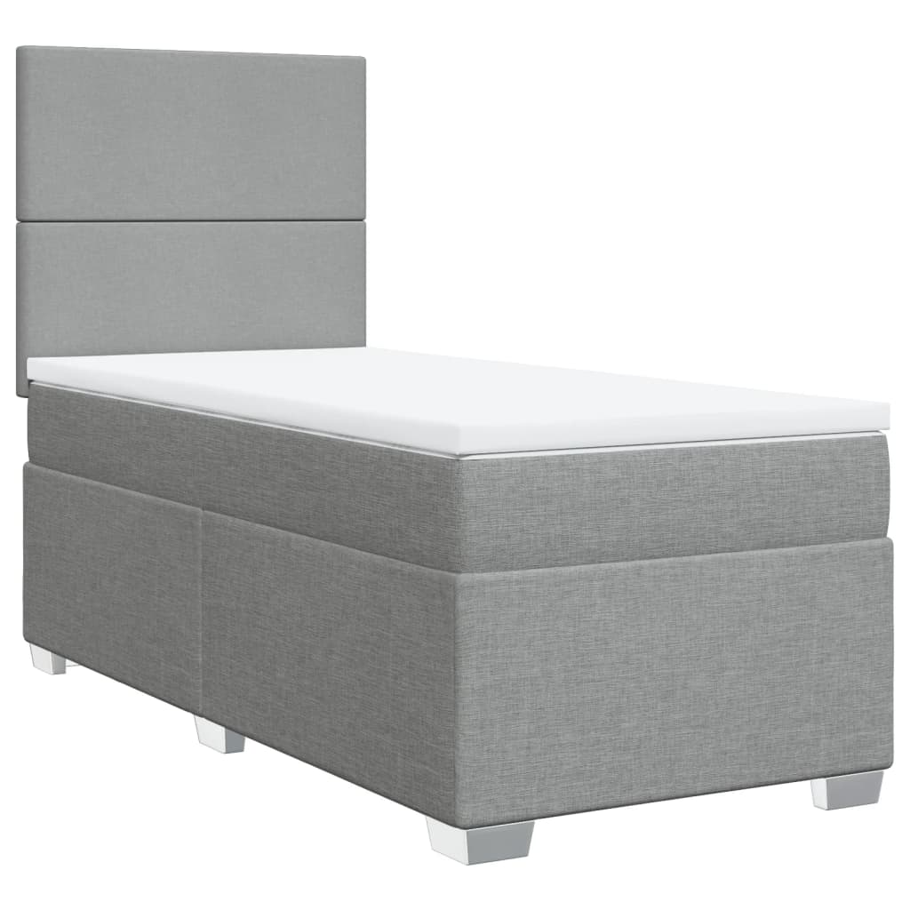 Box spring krevet s madracem svjetlosivi 90x190 cm od tkanine
