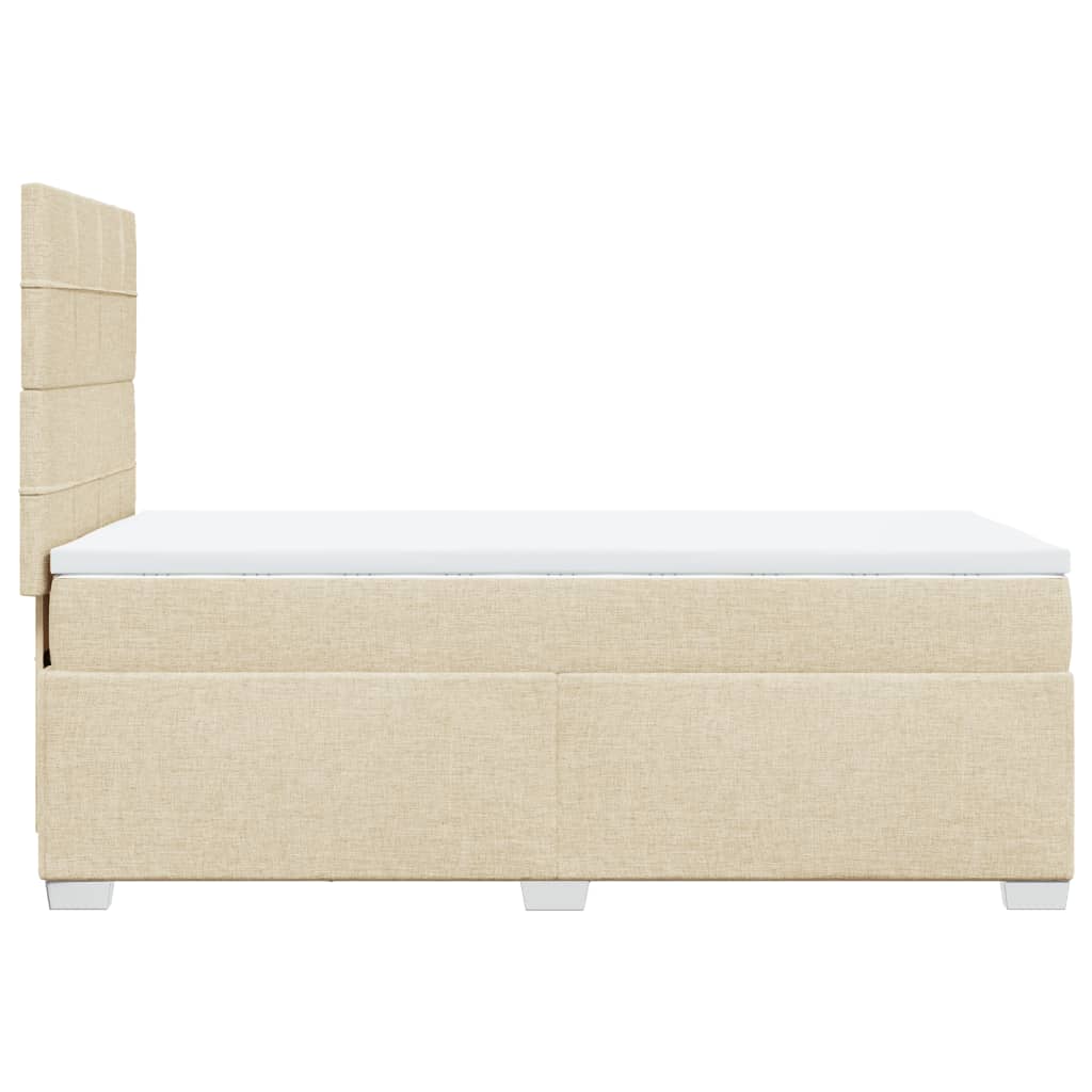 Krevet s oprugama i madracem krem 90 x 200 cm od tkanine