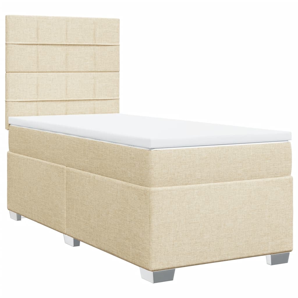 Krevet s oprugama i madracem krem 100 x 200 cm od tkanine