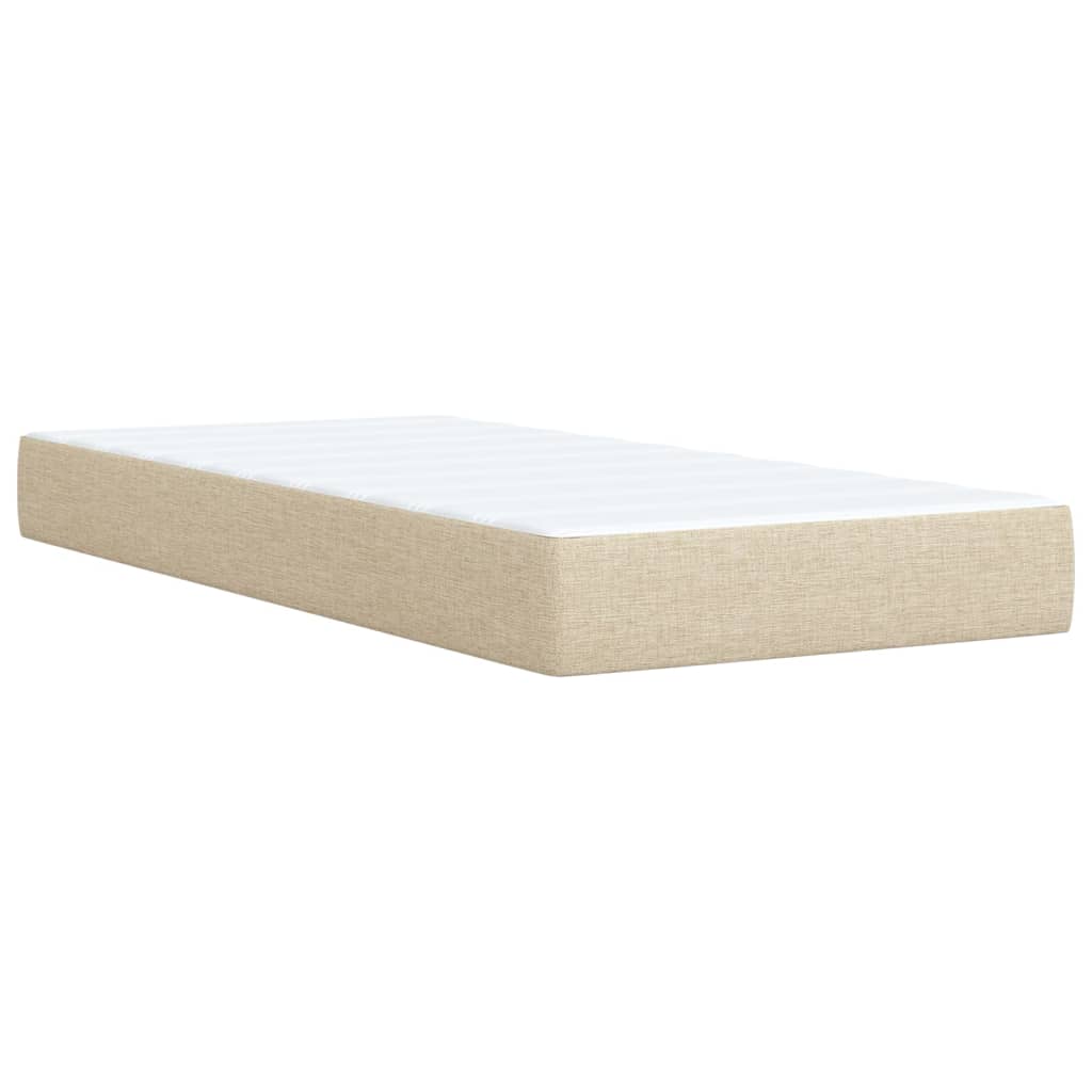 Krevet s oprugama i madracem krem 100 x 200 cm od tkanine