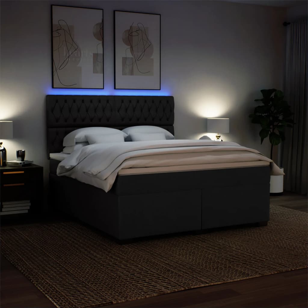 Krevet s oprugama i madracem crni 180x200 cm od tkanine