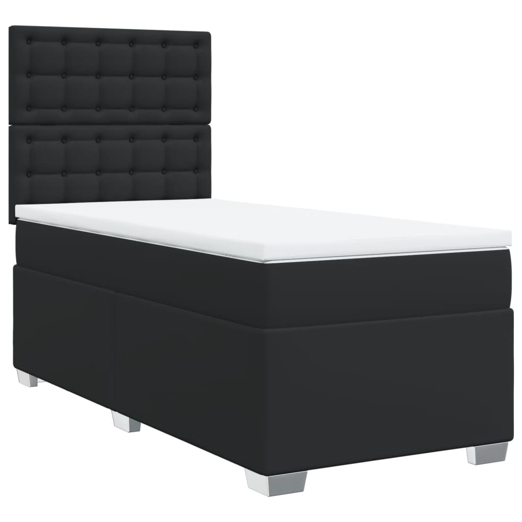 Krevet s oprugama i madracem crni 80 x 200 cm od umjetne kože