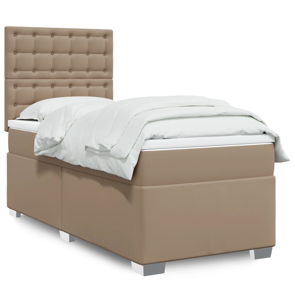 Krevet s oprugama i madrac cappuccino 80x200 cm od umjetne kože