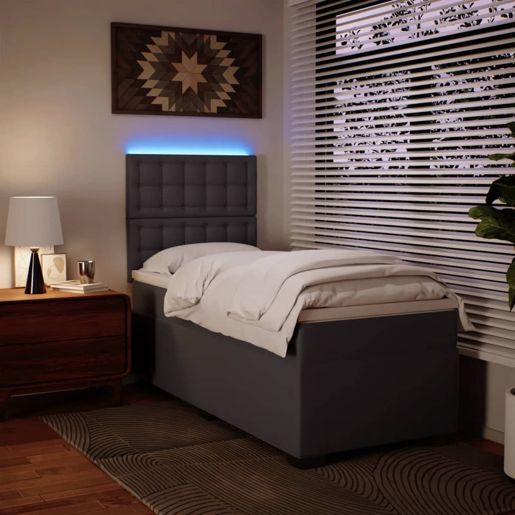 Krevet s oprugama i madracem sivi 100x200 cm od umjetne kože