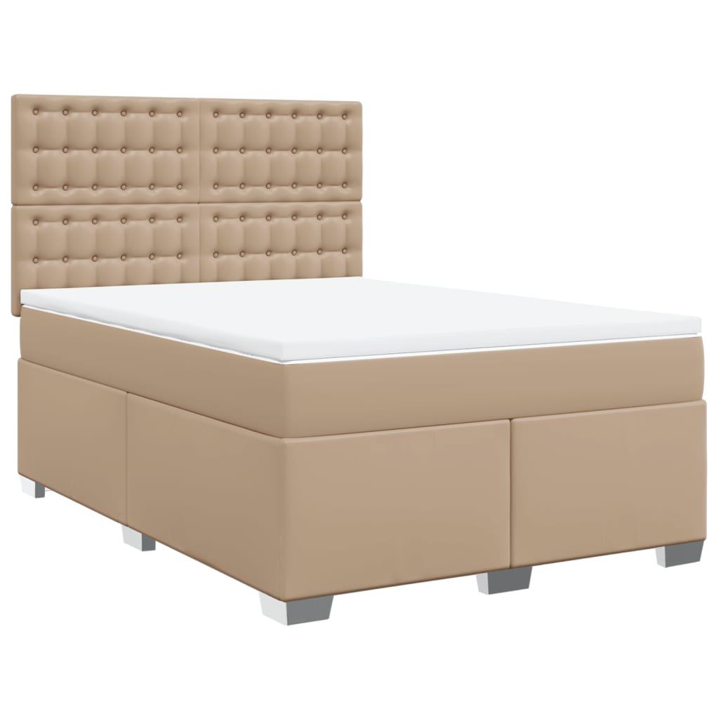 Krevet s oprugama i madrac cappuccino 140x190cm od umjetne kože