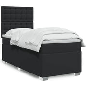 Krevet box spring s madracem crni za jednu osobu umjetna koža