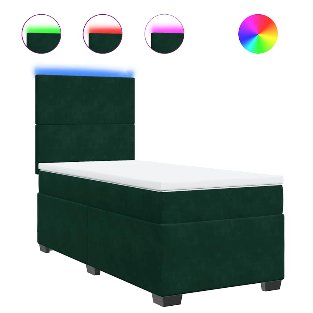 Box spring krevet s madracem tamnozeleni 80 x 200 cm baršunasti