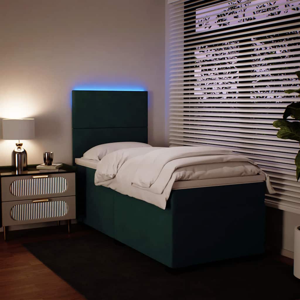 Box spring krevet s madracem tamnozeleni 80 x 200 cm baršunasti