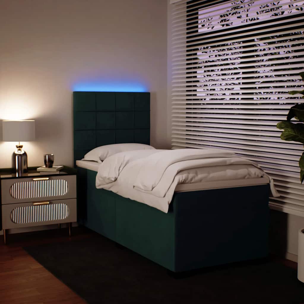 Box spring krevet s madracem tamnozeleni 80 x 200 cm baršunasti