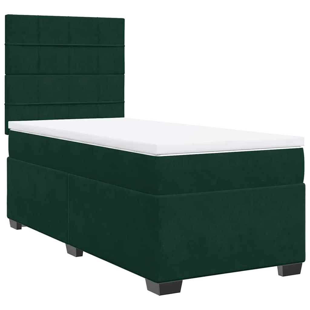 Box spring krevet s madracem tamnozeleni 80 x 200 cm baršunasti