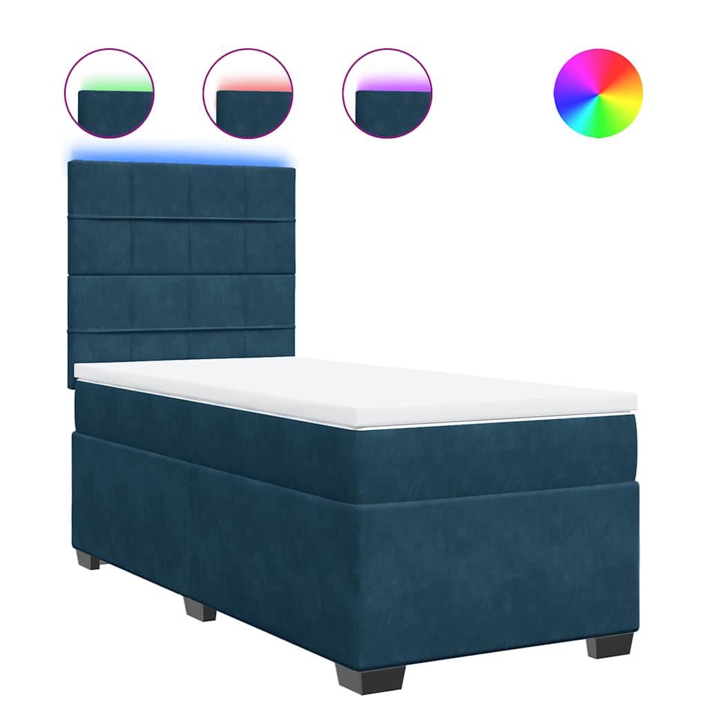 Box spring krevet s madracem plavi 80 x 200 cm baršunasti