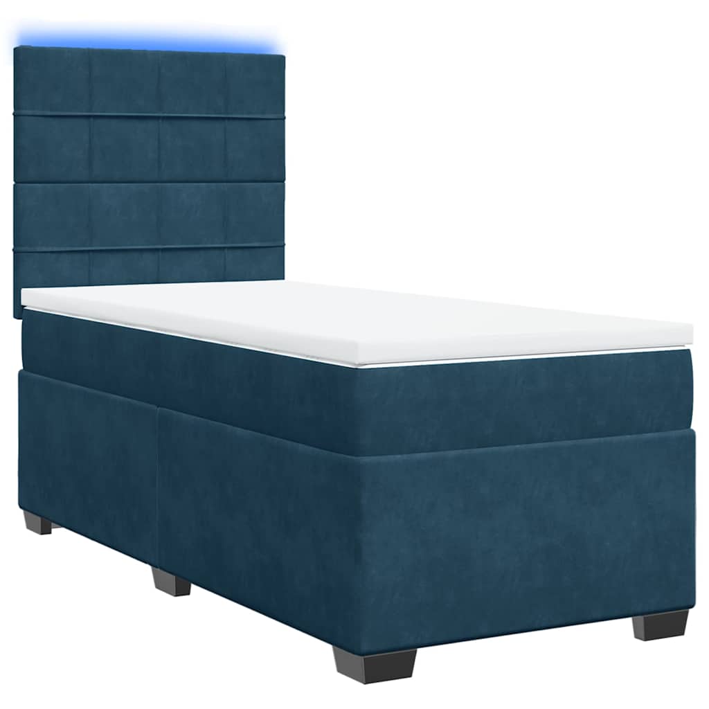 Box spring krevet s madracem plavi 80 x 200 cm baršunasti
