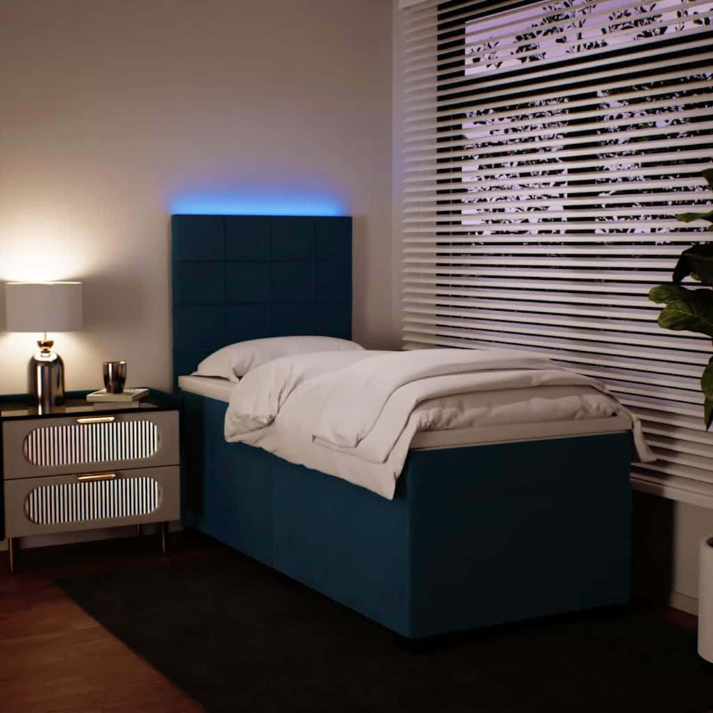 Box spring krevet s madracem plavi 80 x 200 cm baršunasti