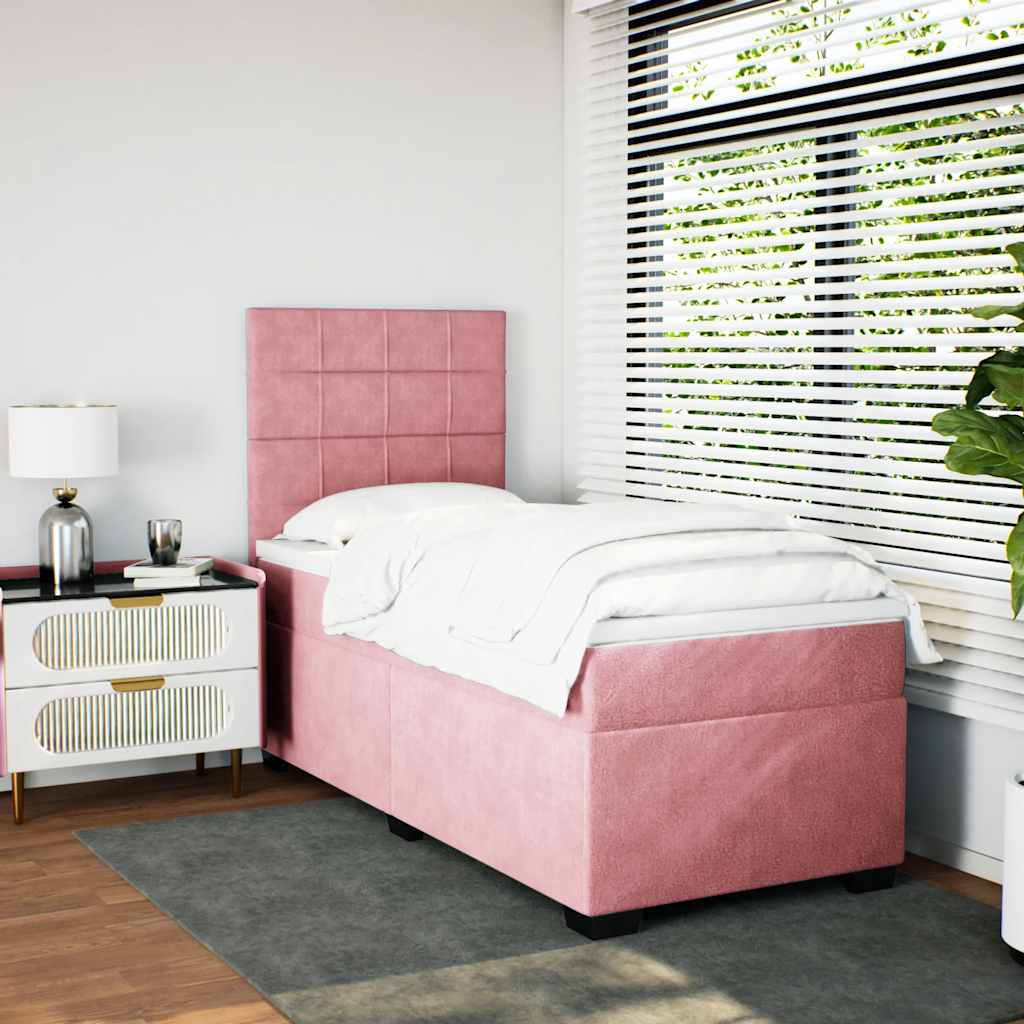 Box spring krevet s madracem ružičasti 80 x 200 cm baršunasti
