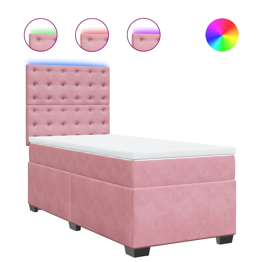 Box spring krevet s madracem ružičasti 80 x 200 cm baršunasti