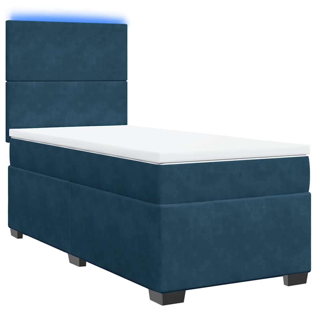Box spring krevet s madracem plavi 90x190 cm baršunasti