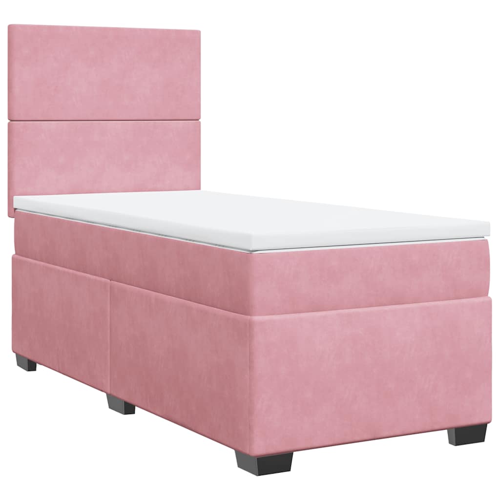 Box spring krevet s madracem ružičasti 90x190 cm baršunasti