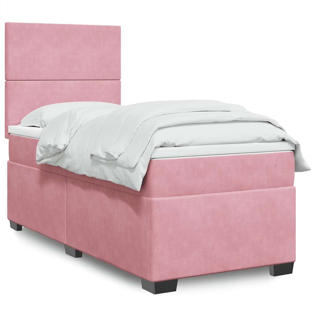 Box spring krevet s madracem ružičasti 90x190 cm baršunasti