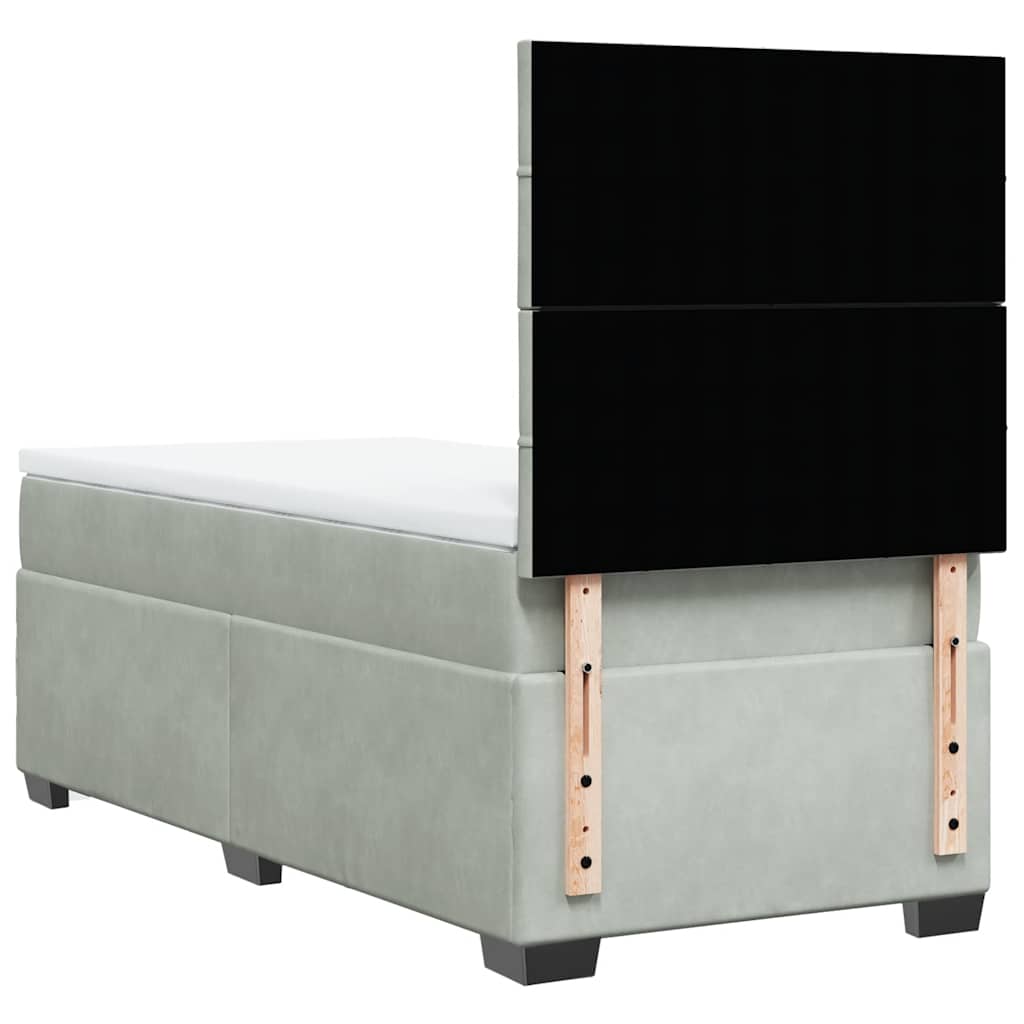 Box spring krevet s madracem svjetlosivi 90x190 cm baršunasti