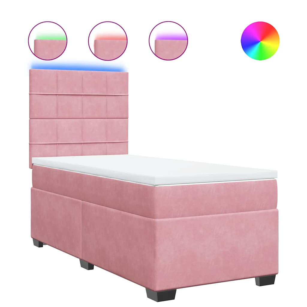 Box spring krevet s madracem ružičasti 90x190 cm baršunasti