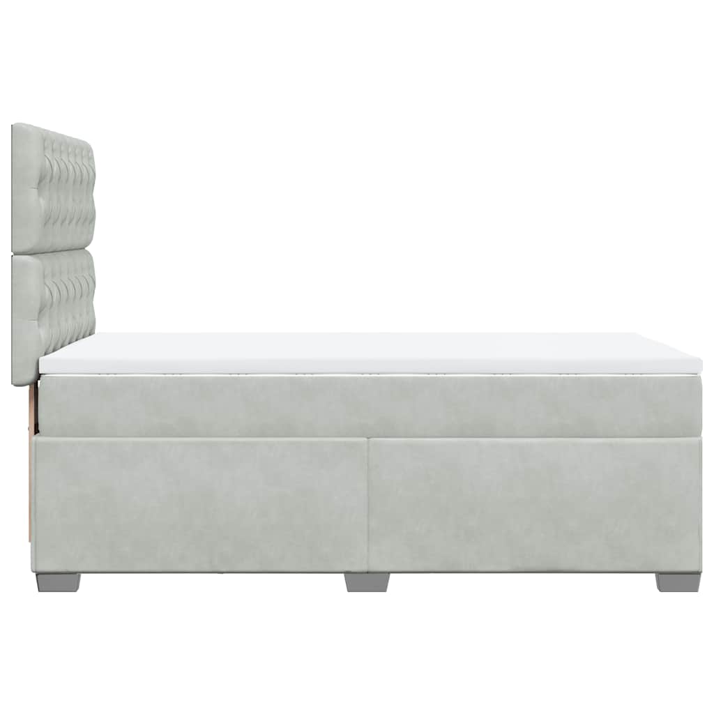 Box spring krevet s madracem svjetlosivi 90x190 cm baršunasti