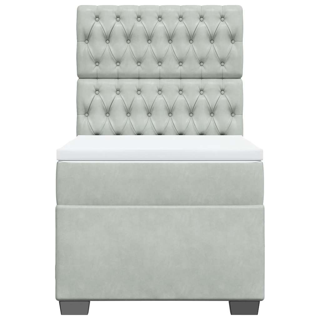 Box spring krevet s madracem svjetlosivi 90x190 cm baršunasti
