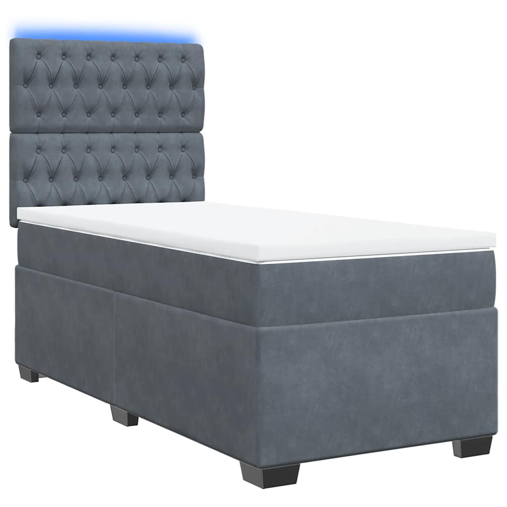 Box spring krevet s madracem tamnosivi 90x190 cm baršunasti