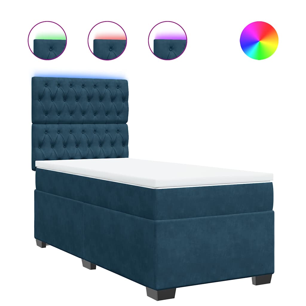 Box spring krevet s madracem plavi 90x190 cm baršunasti