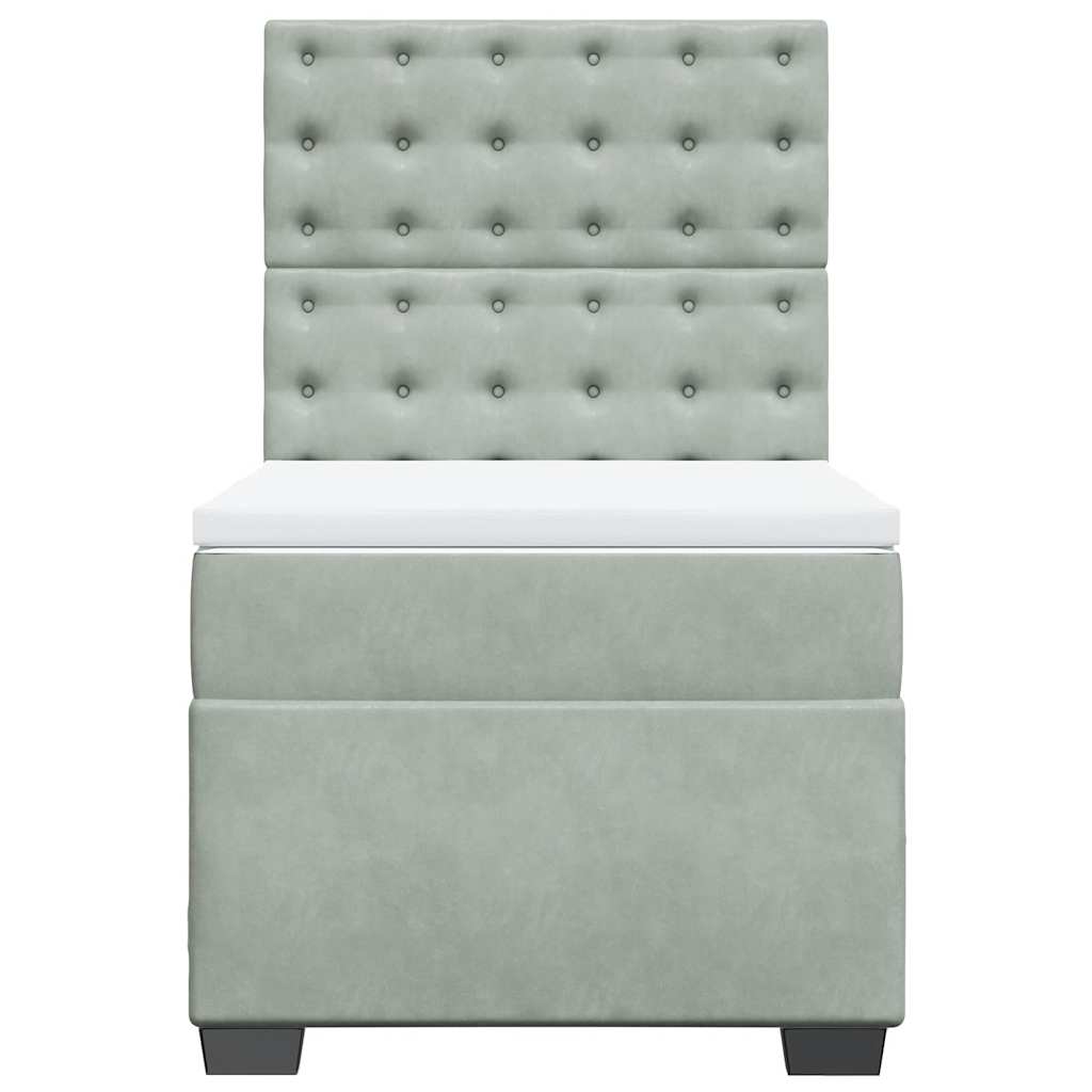 Box spring krevet s madracem svjetlosivi 90x190 cm baršunasti