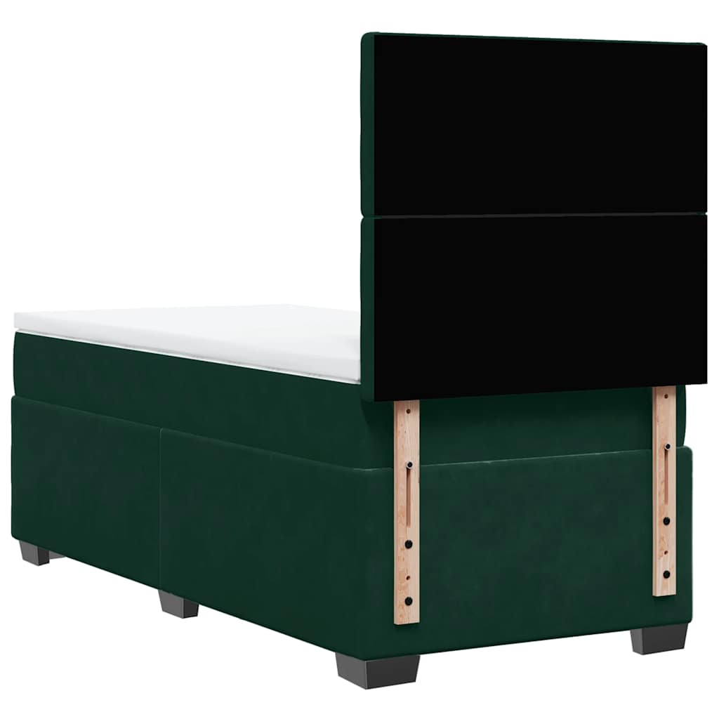 Box spring krevet s madracem tamnozeleni 90x190 cm baršunasti